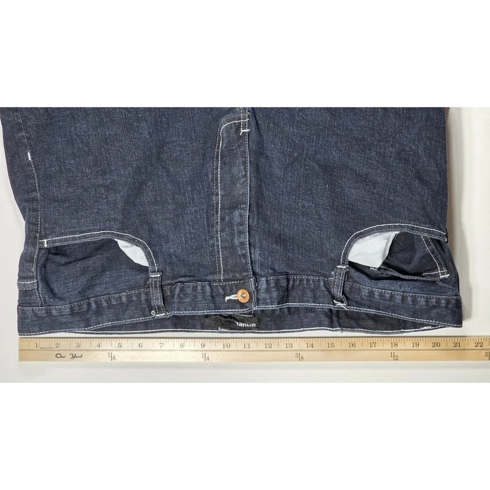 Qruel Jeans Company Mens 46 Dark Wash Straight Leg Contrast Stitch Denim Jeans